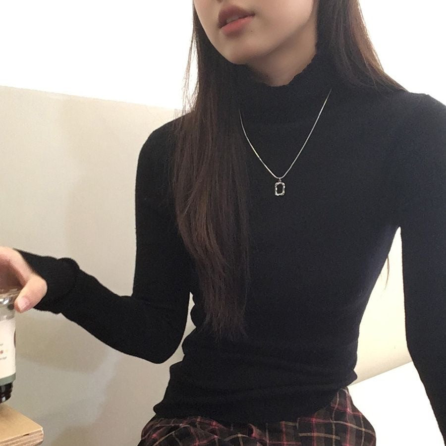 Slim Fit Turtleneck Base Thick Sweater For Women