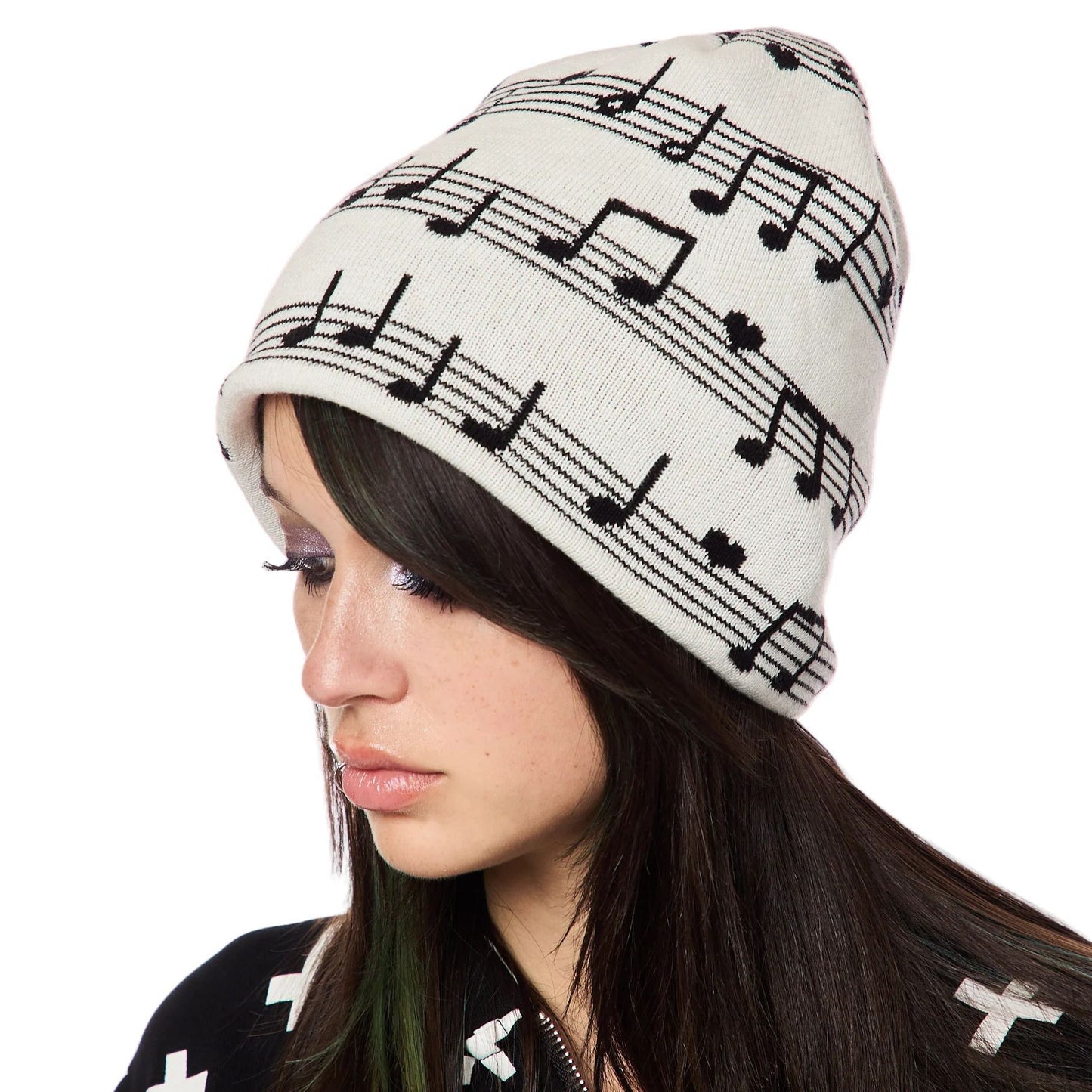 Music Pattern Knitted Pullover Hat