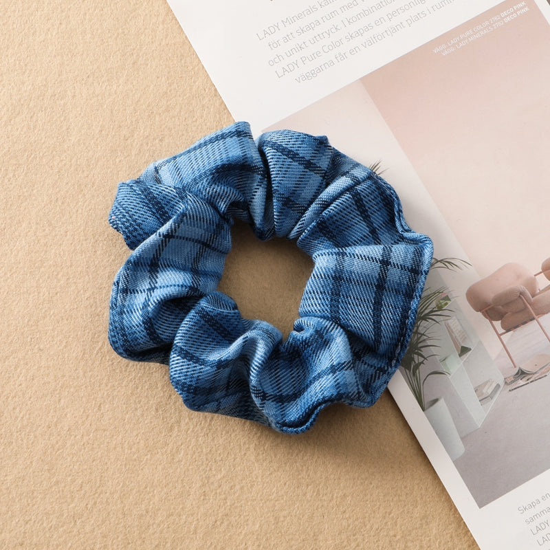 Plaid Print Large Intestine Ring Women's Hair Tie