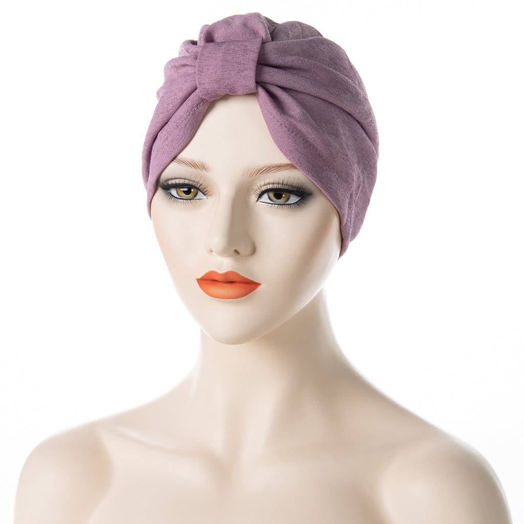 Solid Color Hooded Women's Bottoming Bow Turban