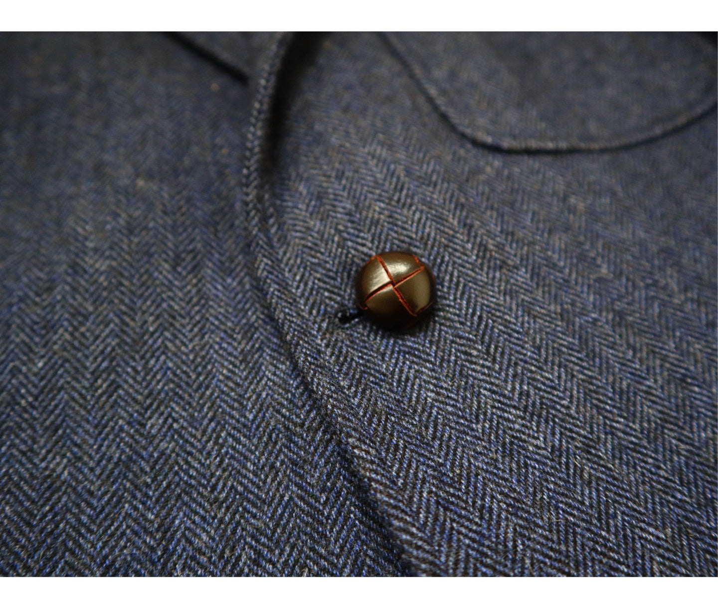 American-style Vintage Herringbone Tweed Heavyweight Wool Work Jacket With Mushroom Buttons