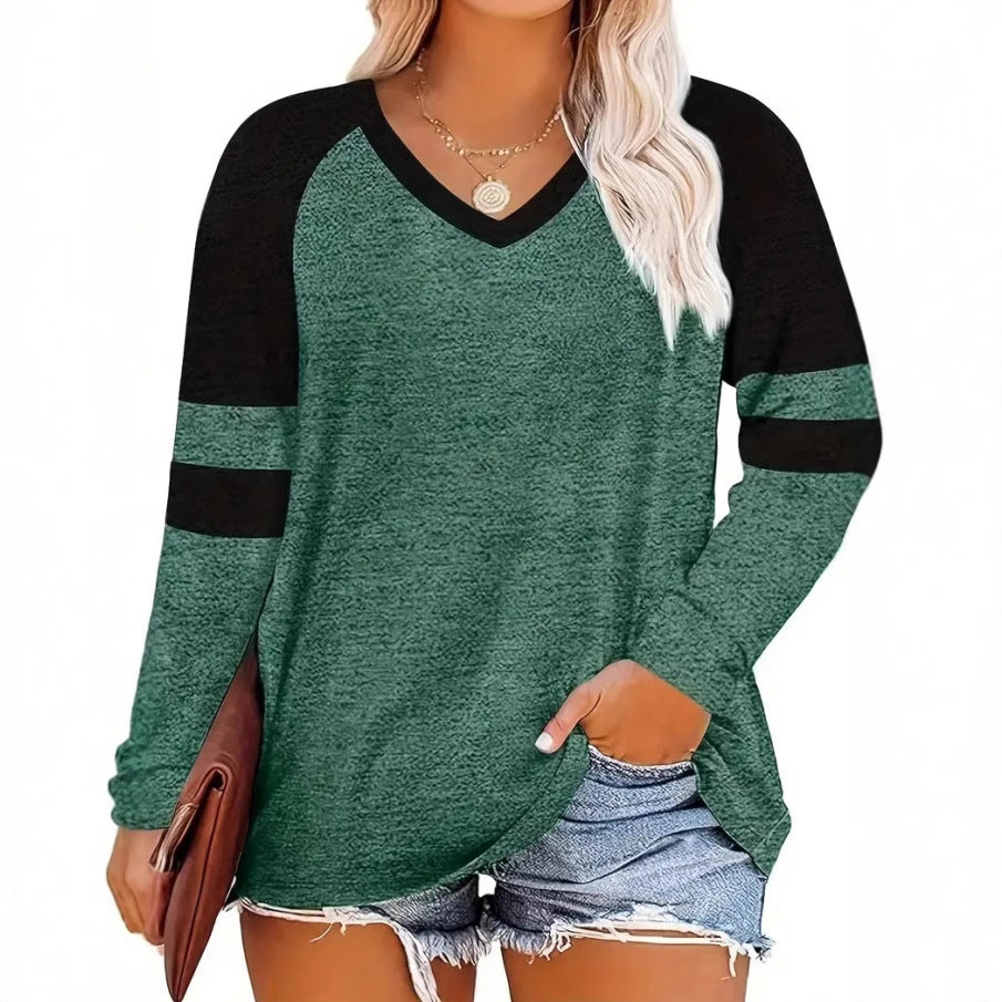 Female Casual V-neck Digital Printing Loose Oversized Long Sleeves