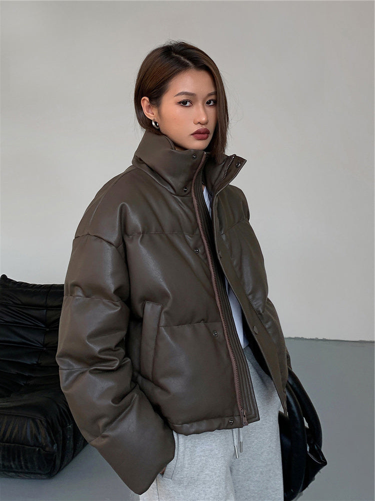 Women's Thickened Thermal Turtleneck Short Cotton Coat Jacket