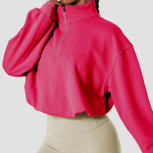 Fleeceforet Sports Sweater Pullover Høj Krave Udendørs Træning