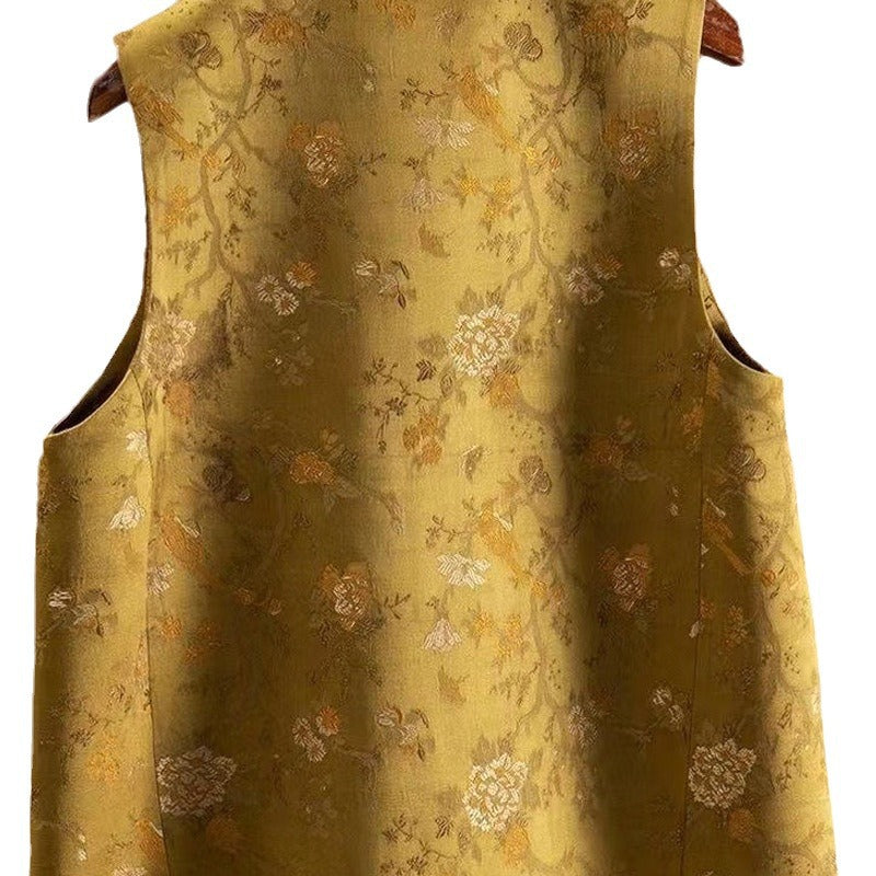 Heavy Woven Printed Satin Silk A- Line Women's Vests Plus Size