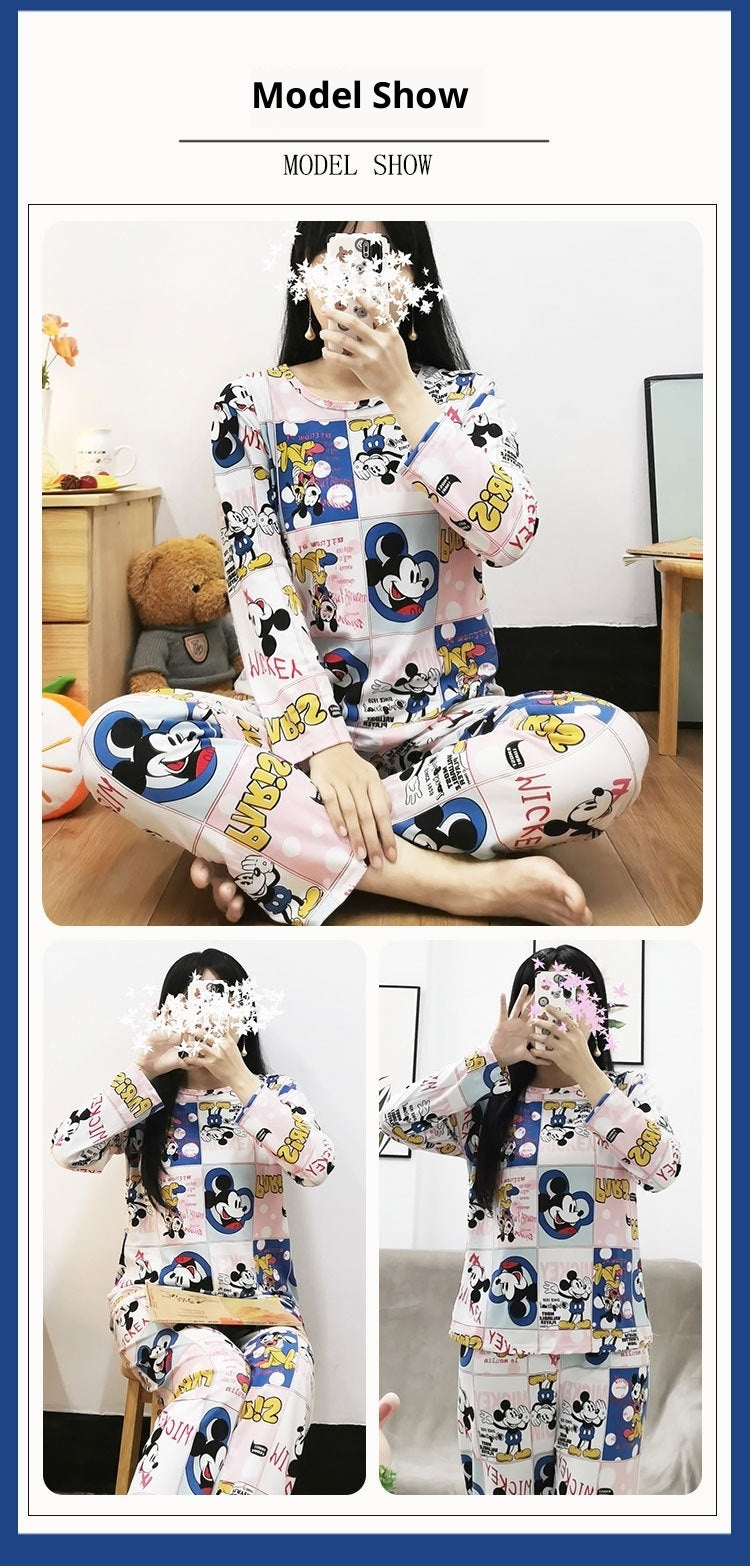 Simple Casual Spring Autumn Pajamas Women Korean Style Solid Color Plaid Fetish Long-sleeve Suit