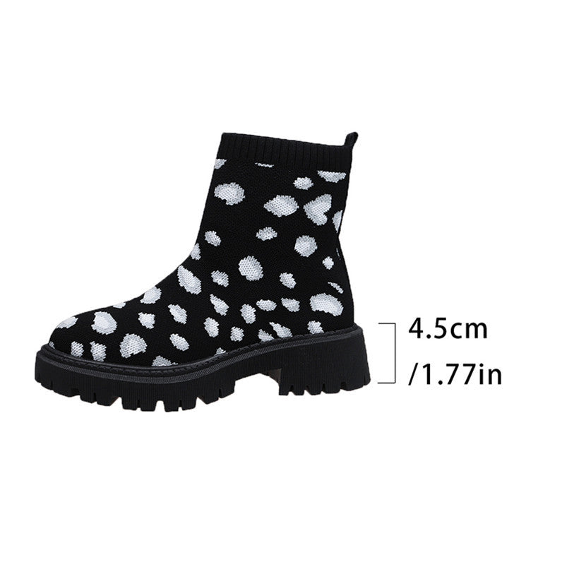 Women's Thick Heel Solid Color Casual And Comfortable Martin Boots