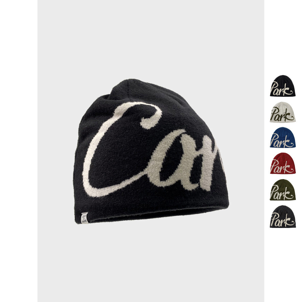 American Street Letter Jacquard Double-sided Wear Knitted Hat