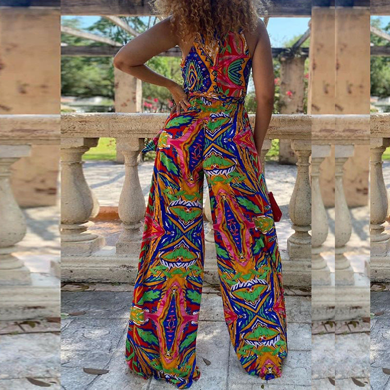 Women's Fashion Loose Sleeveless Printed Trousers