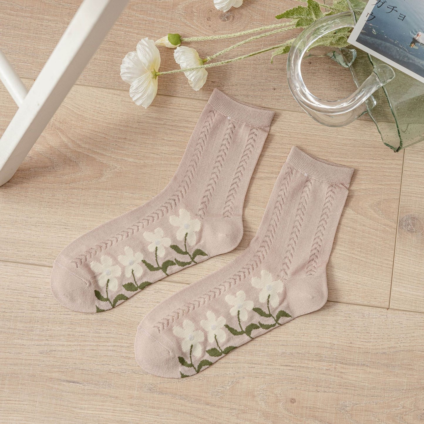 Cotton Women's Mesh Breathable Flower Socks