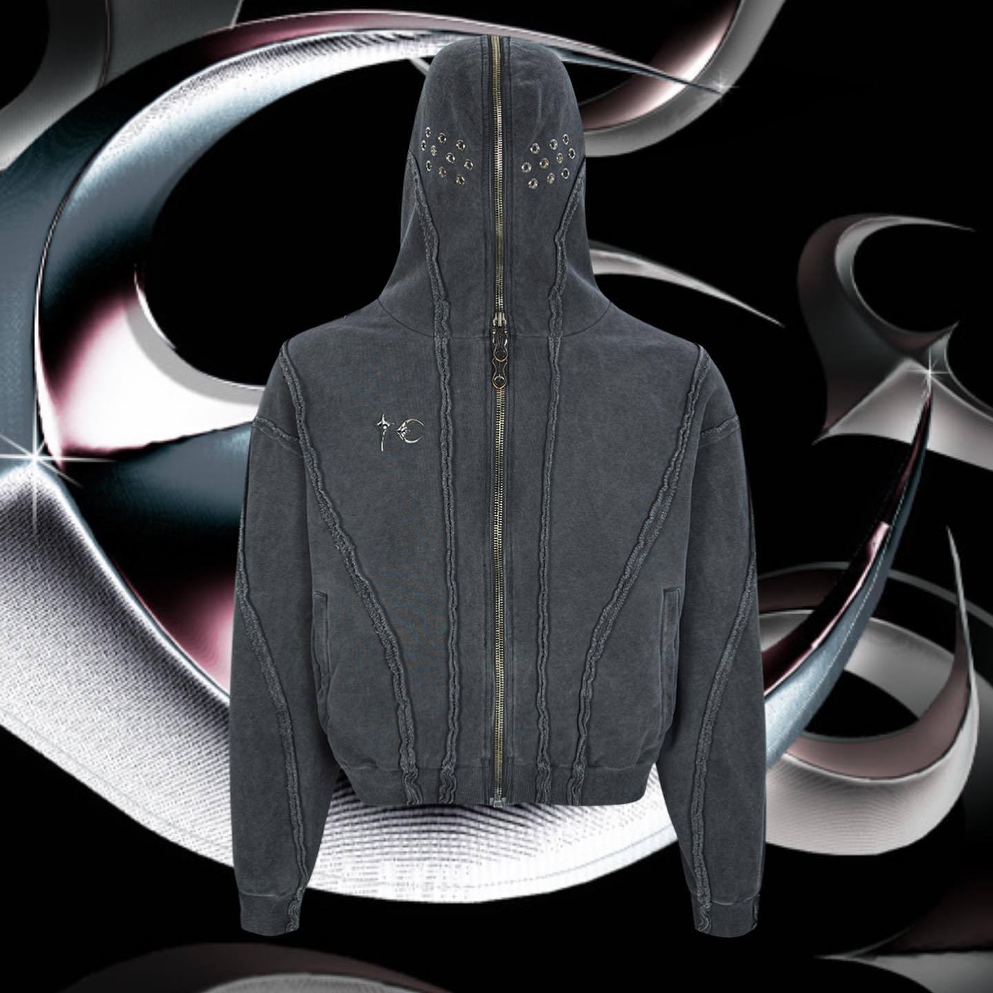 Men's Washed Batik Zipper Hooded Cardigan Sweater
