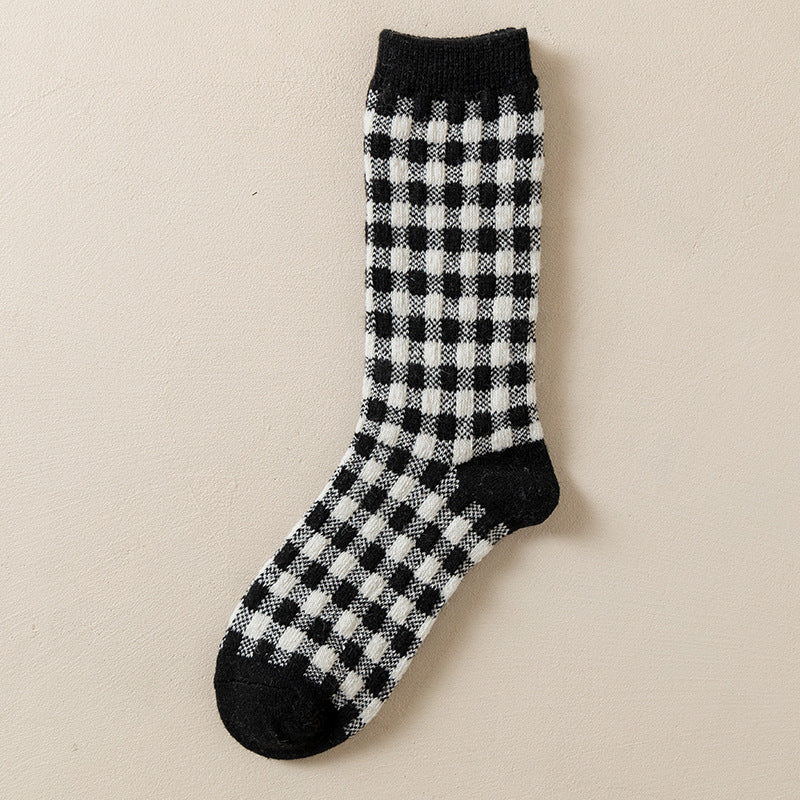 Best-selling Black-and-white Houndstooth Wool Socks