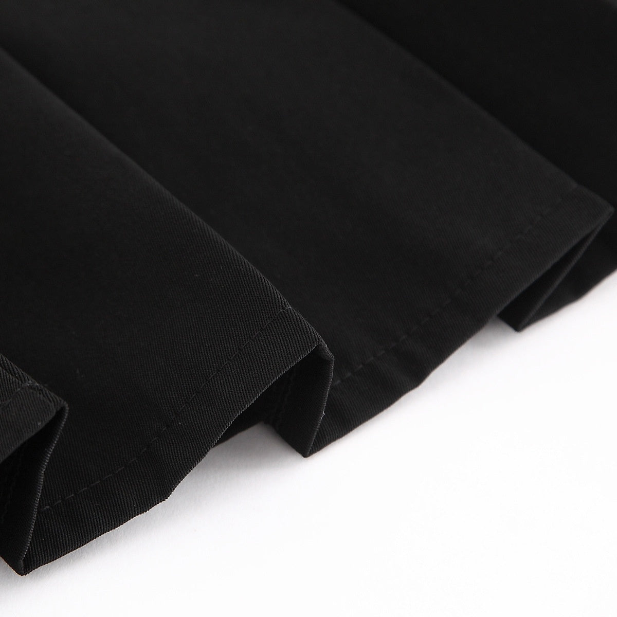 Line Plus Size Elastic Waist Black Mid-length Pleated Skirt