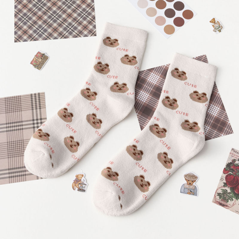 Female Female Middle Tube Cartoon Extra Thick Warm-keeping Socks