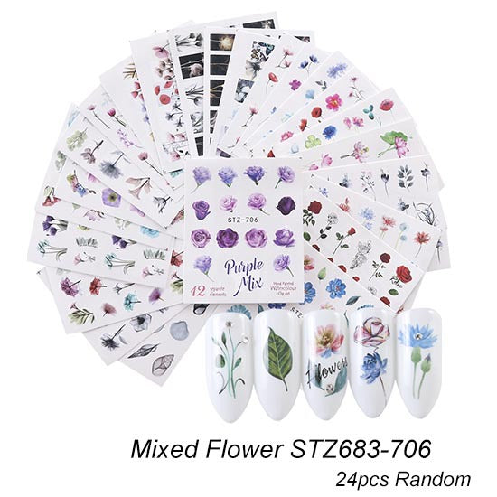 Black And White Lace Flower Nail Art Sticker Set