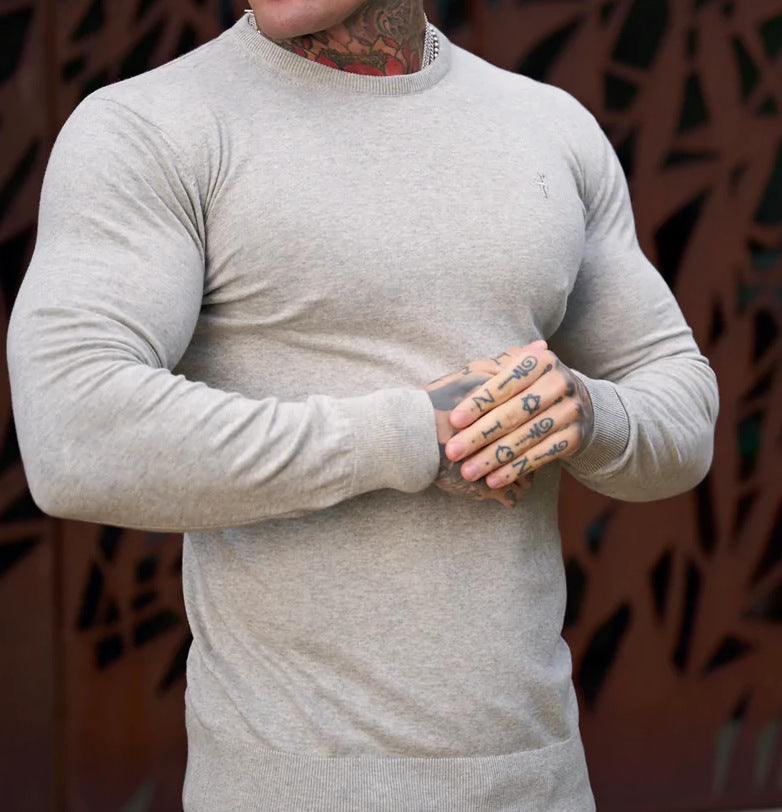 Knitted Men's Solid Wool Bottoming Shirt