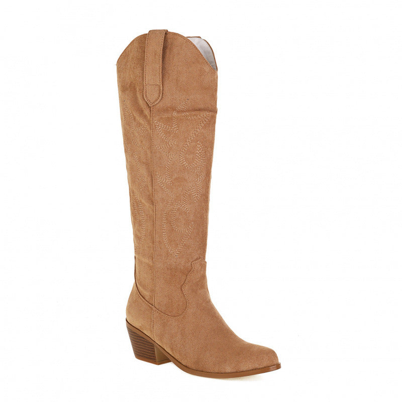 Western Cowboy Embroidered High-Heel Boots