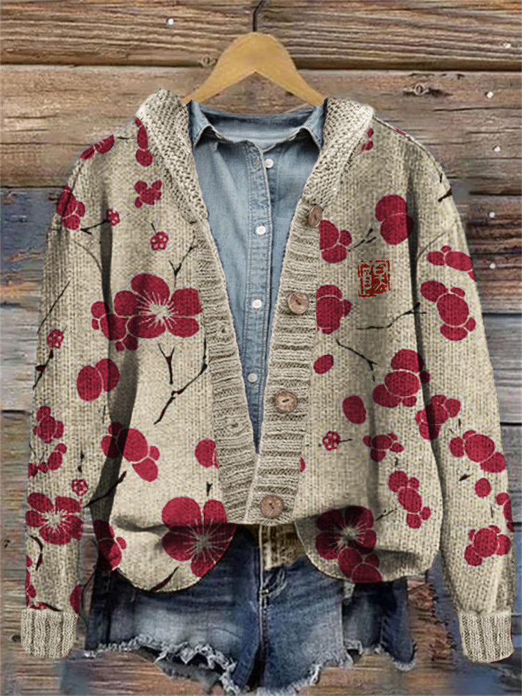 3D Digital Print Cardigan Strikket Frakke Damebeklædning