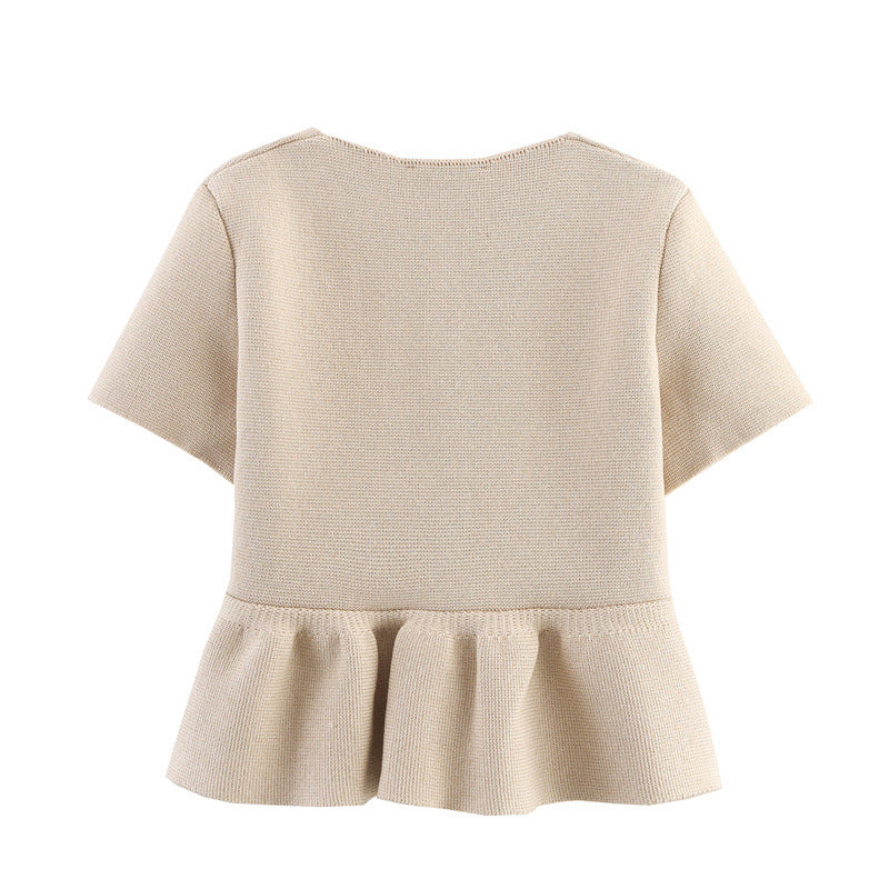 Fashionable Short Sleeve Skirt Style Knit Jacket