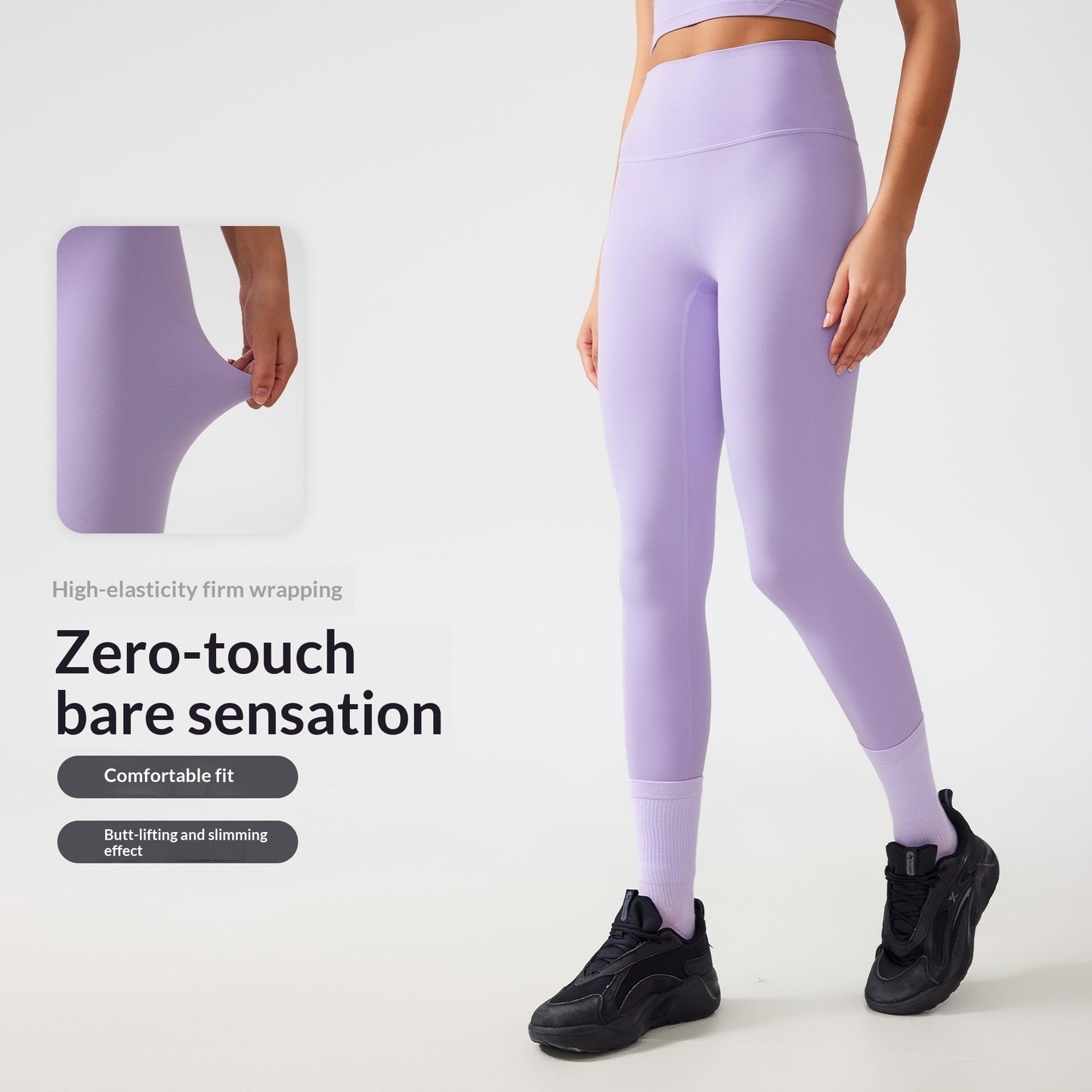 One Size Fits All Nude-Feel High-Waist Yoga Pants Tummy-Control Hip-Lifting For Fitness