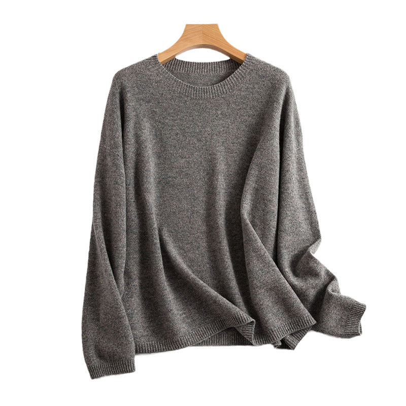 Women's Loose Slimming Round Neck Pure Wool Sweater