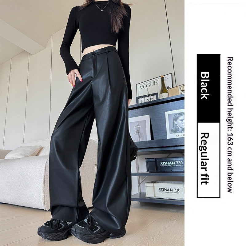Womens Stylish Casual High-waisted Slimming Wide-leg Pants
