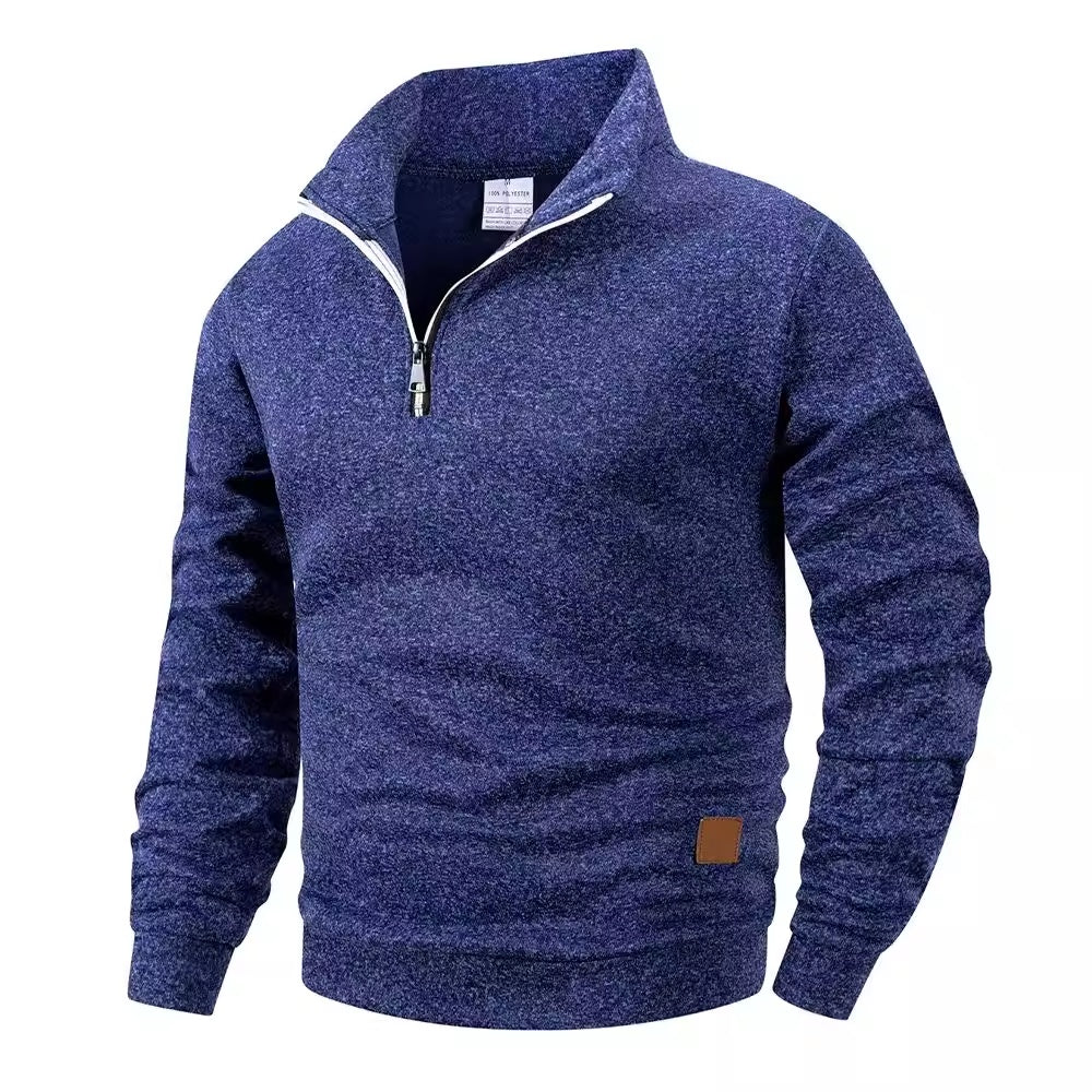 Men's Stand Collar Pullovers Slim Fit Warm Solid Colo