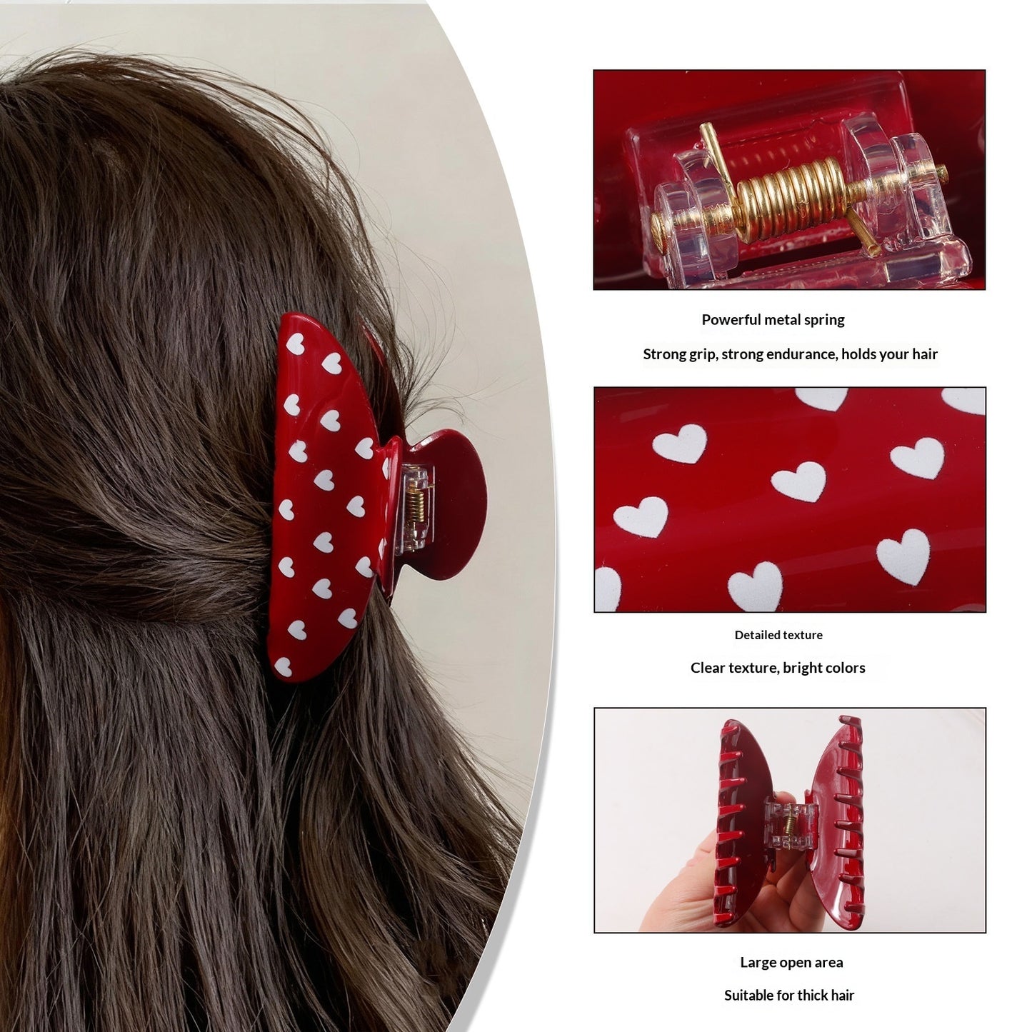 Valentine's Day Heart Shaped Versatile Hair Accessory Shark Clip