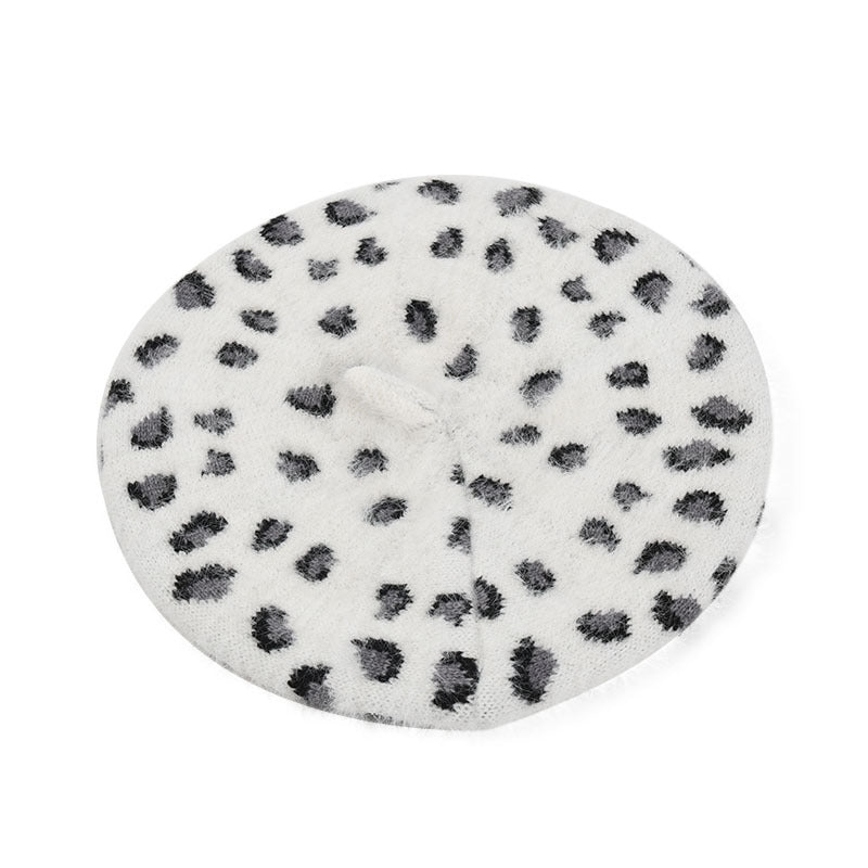 Plush Fleece Warm New Leopard Knitted Beret Women