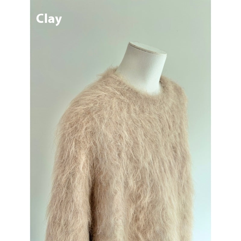 Autumn And Winter New Alpaca Round Neck Loose And Idle Knitted Sweater
