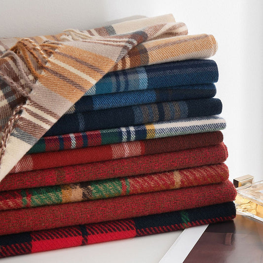 Stylish And Simple Womens Faux Cashmere Plaid Scarf