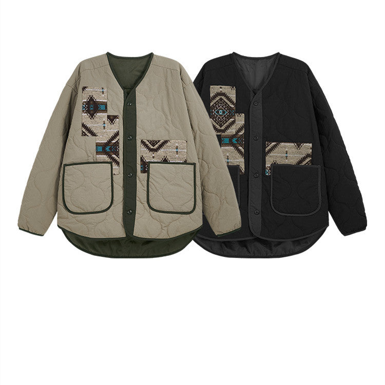 Color Matching Ethnic Style Jacket Japanese-style Retro Loose