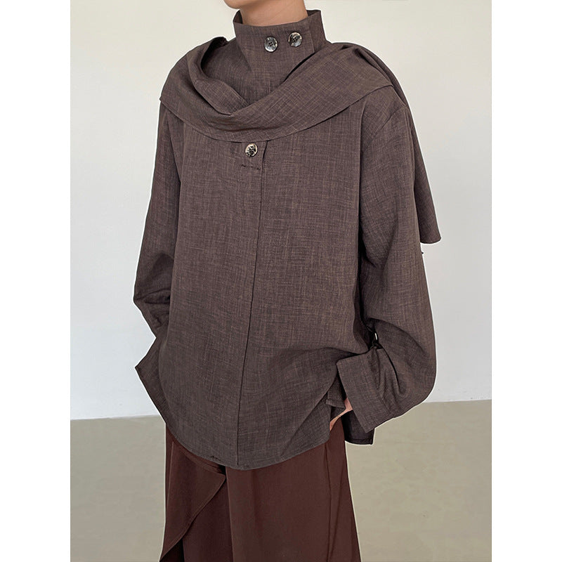 Retro Semi-high-neck Casual Top