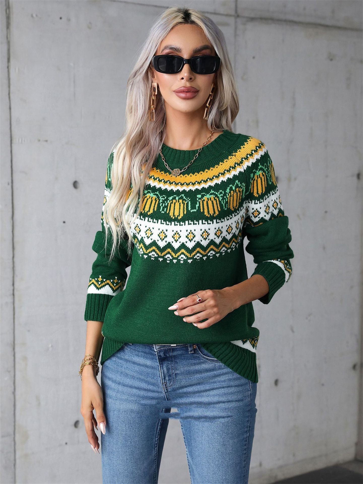 Women's Halloween Sweater Plus Size Round Neck