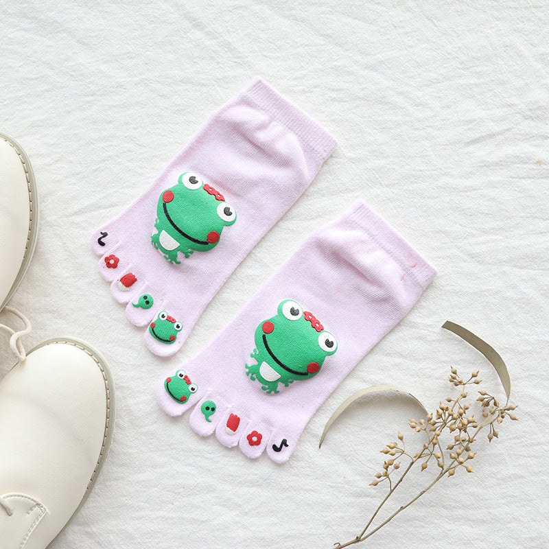Cotton Spring And Autumn Frog Cartoon Big Boy Five-finger Socks