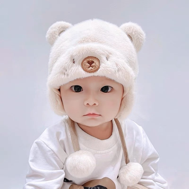 Baby Hat Cute Plush Warm Earflaps Cap
