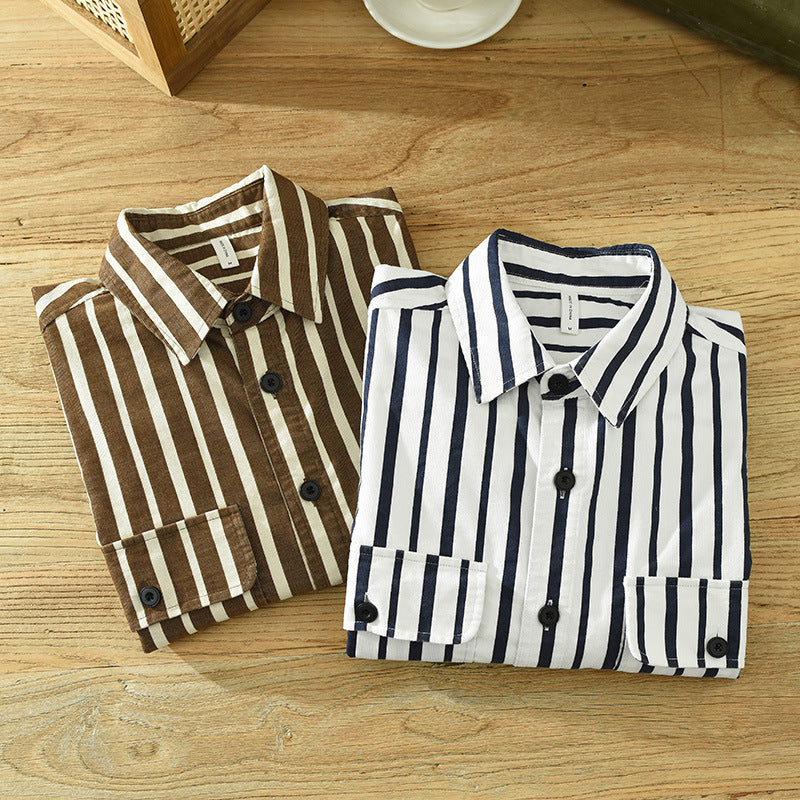Young Men's Loose Re-work Striped Shirt