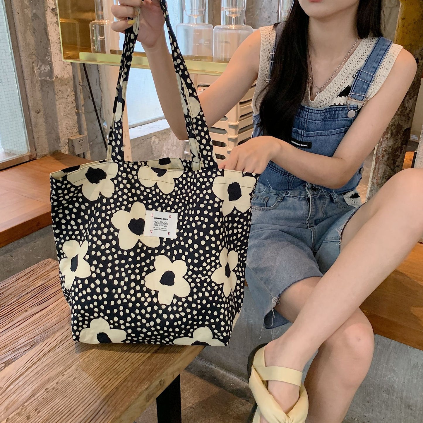 Tote Large Capacity Fashion Floral Canvas Shoulder Bag