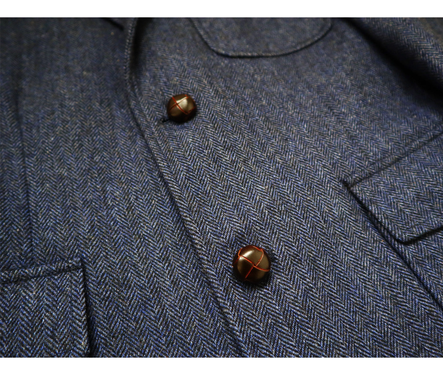 American-style Vintage Herringbone Tweed Heavyweight Wool Work Jacket With Mushroom Buttons