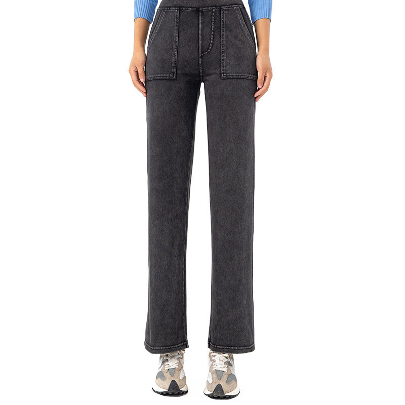 Cargo Jeans til Kvinder Retro Høj Talje Lige Brede Ben