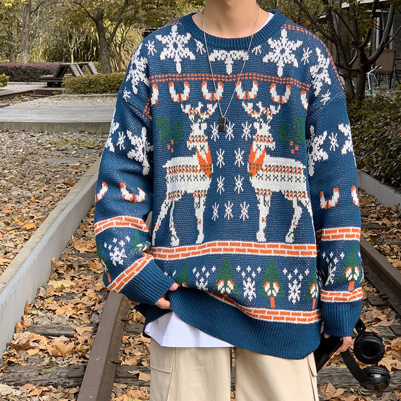 Retrostriktrøje til Mænd Løs Par Pullover Underdelstrøje