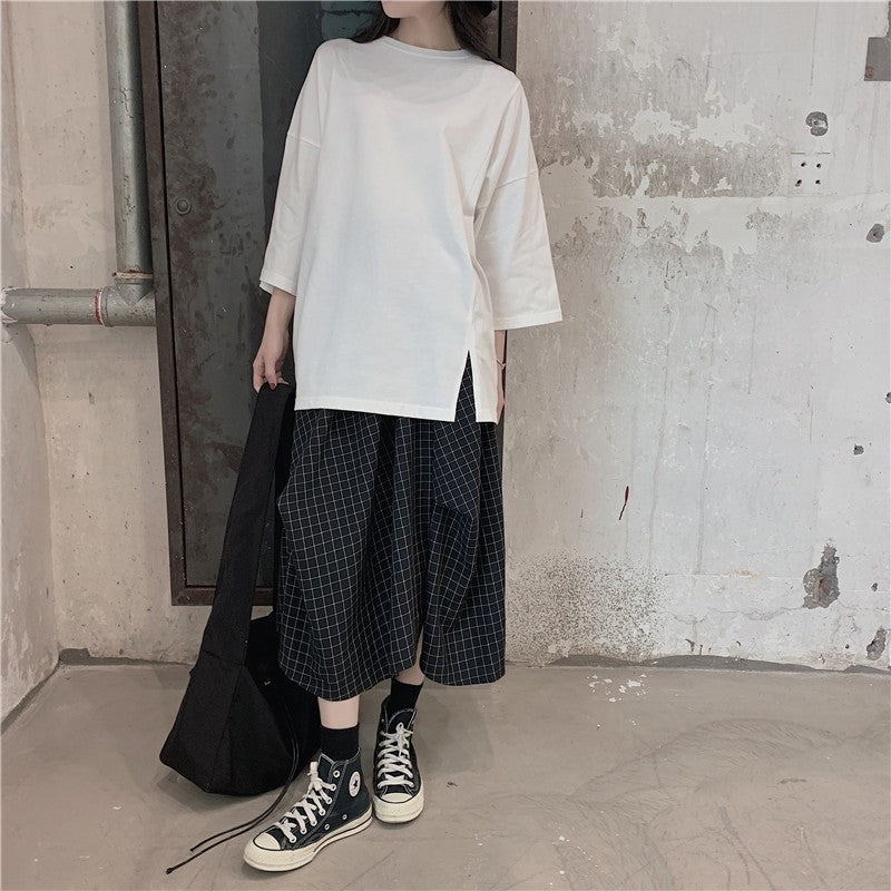Design Plaid Women Summer Mid-length A- Line Skirt