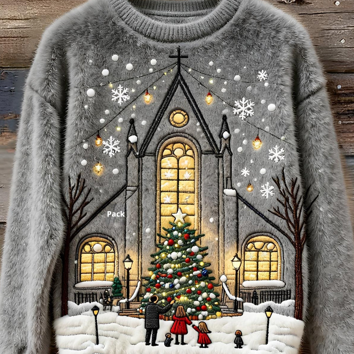 Womens Soft Fluffy Christmas Tree Sweater