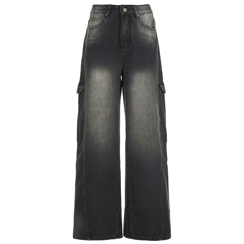 European And American Slimming High Waist Wide Legs Jeans For Women