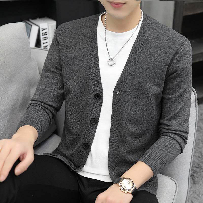 Men's Knitted Cardigan V-neck Sweater Coat