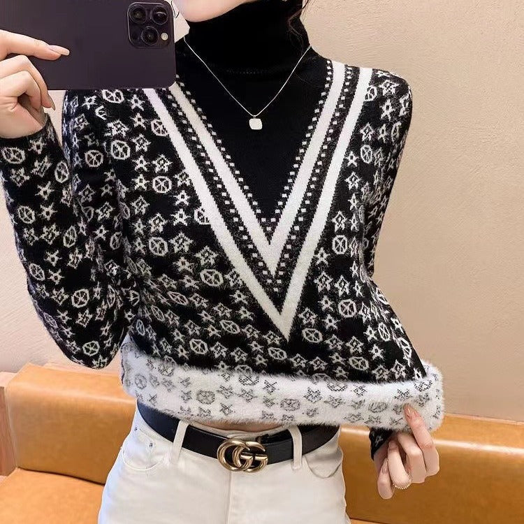 Fløjlsforet Sweater Dame Undertrøje Enkeltlags Fleeceforet Tyk