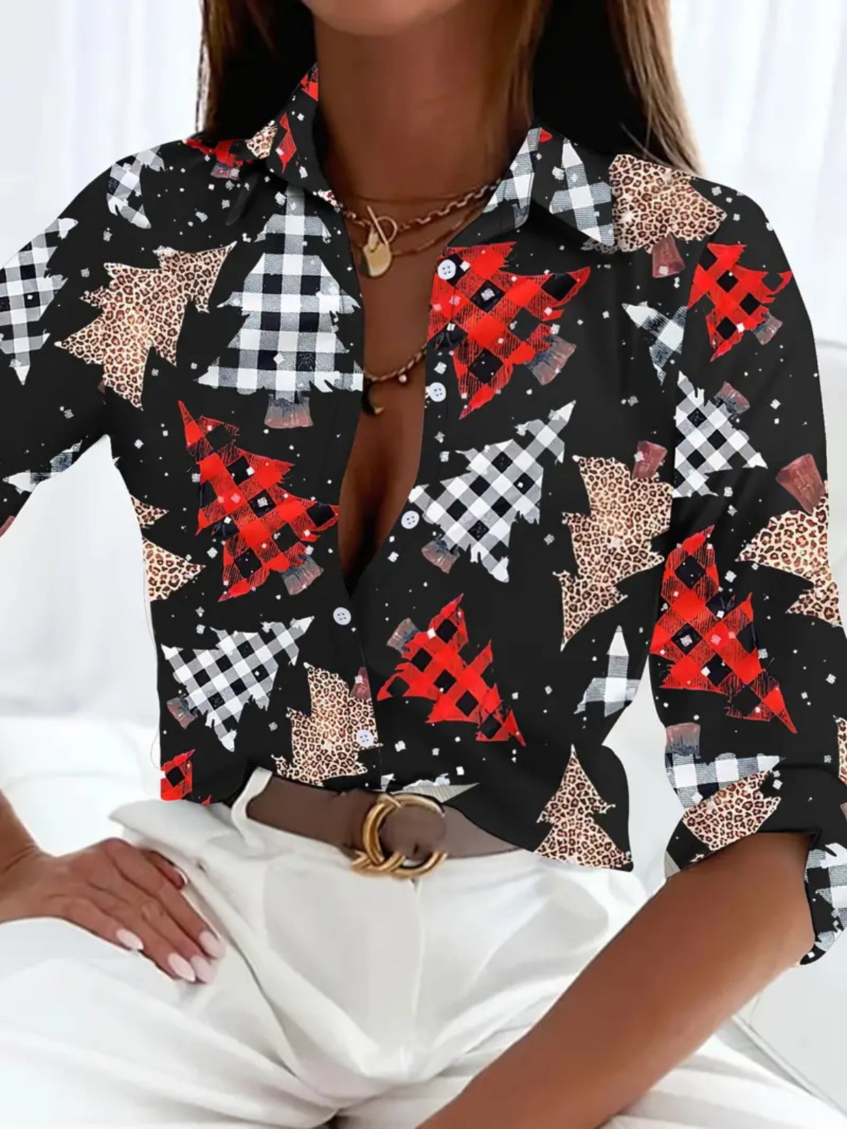 Versatile, High-quality Womens Long-sleeve Christmas Shirt