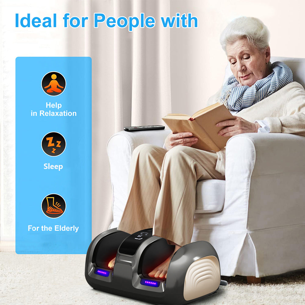 3D Foot & Calf Massager With Heat - 4 Auto Programs & Adjustable Intensity For Full Relaxation