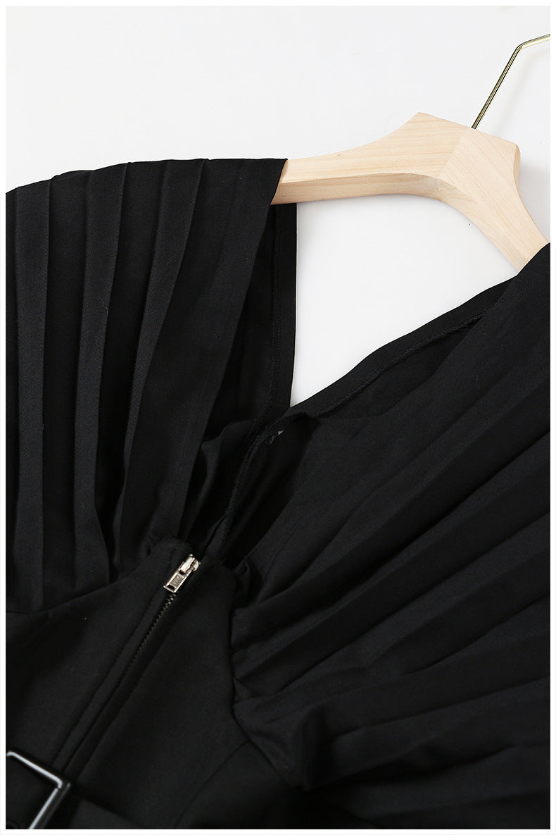 V-neck Heavy Industry Pleated Sleeve Top Waist Coat