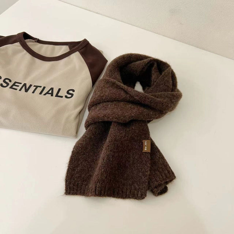 Children's Scarf Autumn And Winter Artificial Cashmere Clip Flower Solid Color